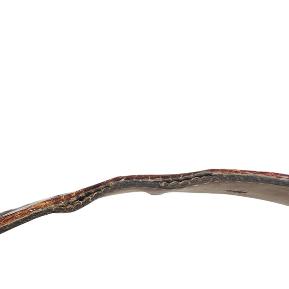 VTG Johnny Farah Wide Waist Oversized Cognac Brown Croc Embossed Leather Belt S - Picture 9 of 15